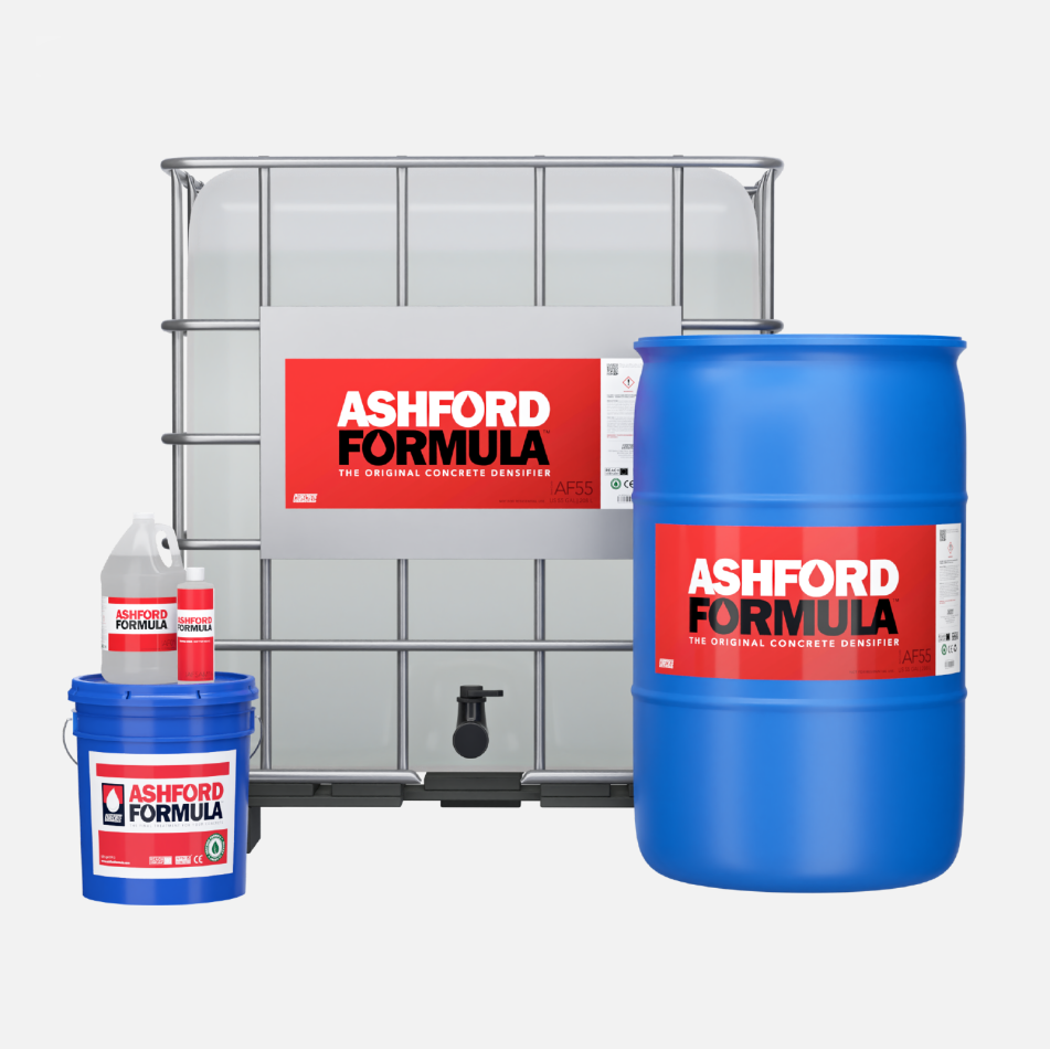 Ashford Formula concrete densifier drum and pail