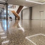 Concrete floor treated with RetroGuard acid and stain protection coating