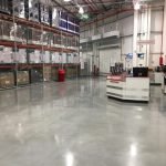 Concrete floor treated with RetroPel oil and water repellent