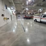 Concrete floor treated with RetroPel oil and water repellent