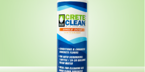 A 12 oz bottle of CreteClean Plus single dose concrete floor cleaner