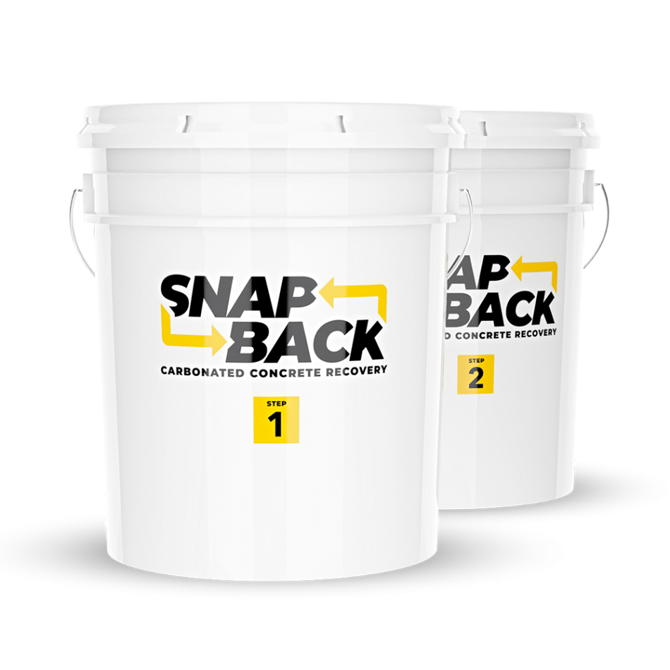 SnapBack Steps 1 and 2 carbonated concrete recovery pails